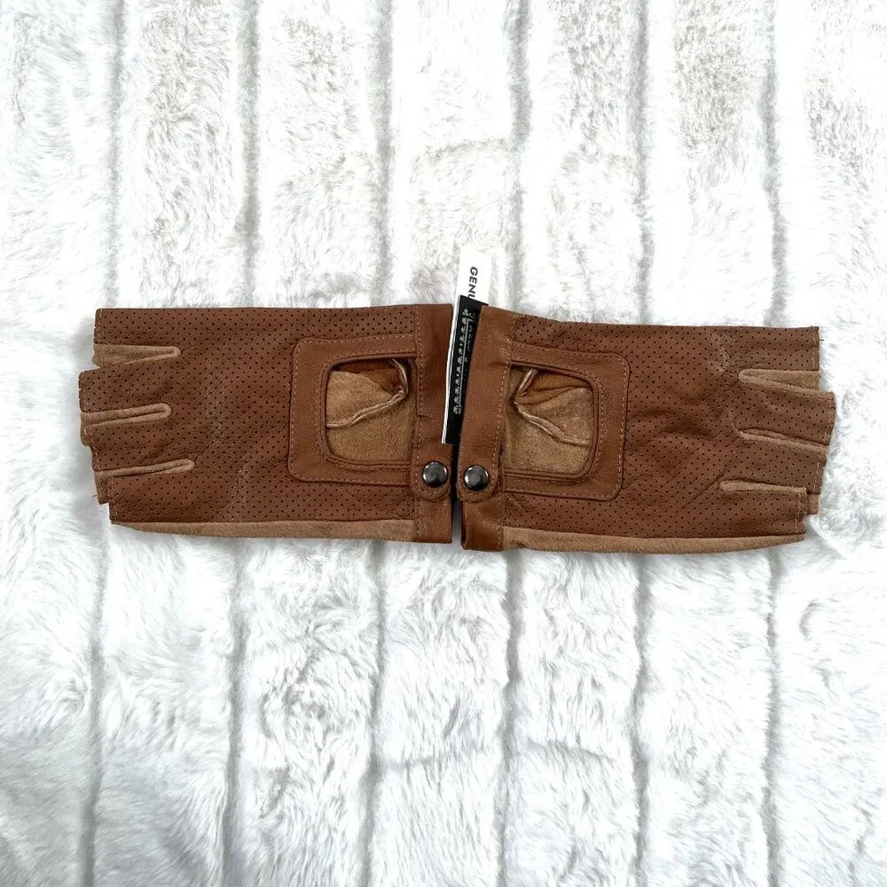 NWT Deena & Ozzy Leather Driving Gloves (Cognac) M/L